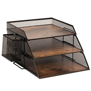 zensoe-zensoe-007-three-layer-wood-and-metal-desk-letter-tray image 1